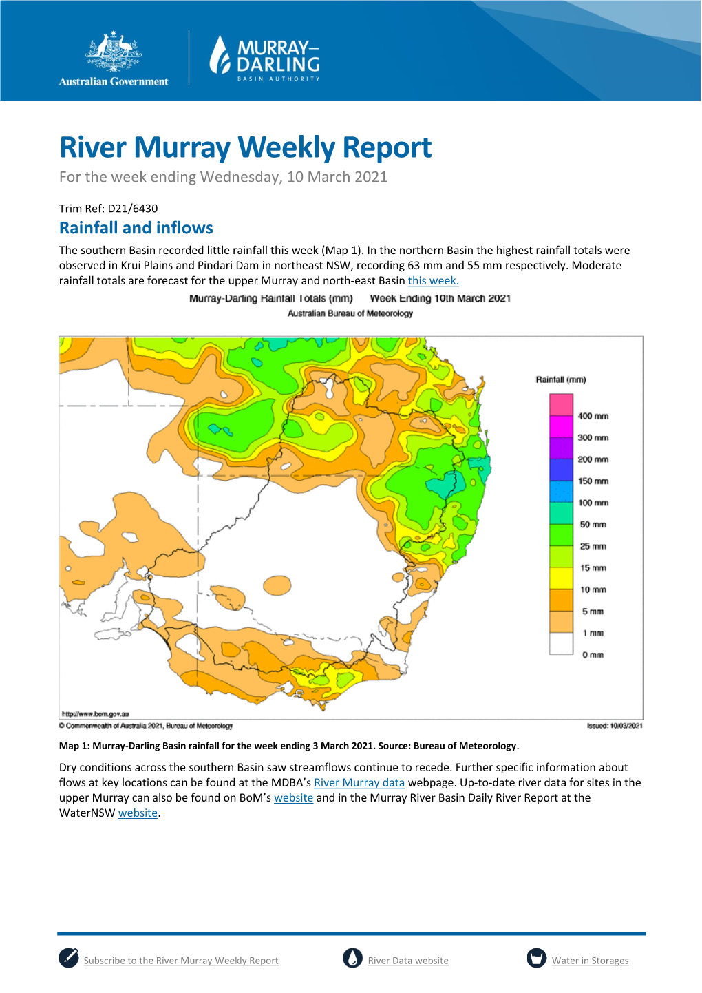 Weekly Report 10 March 2021