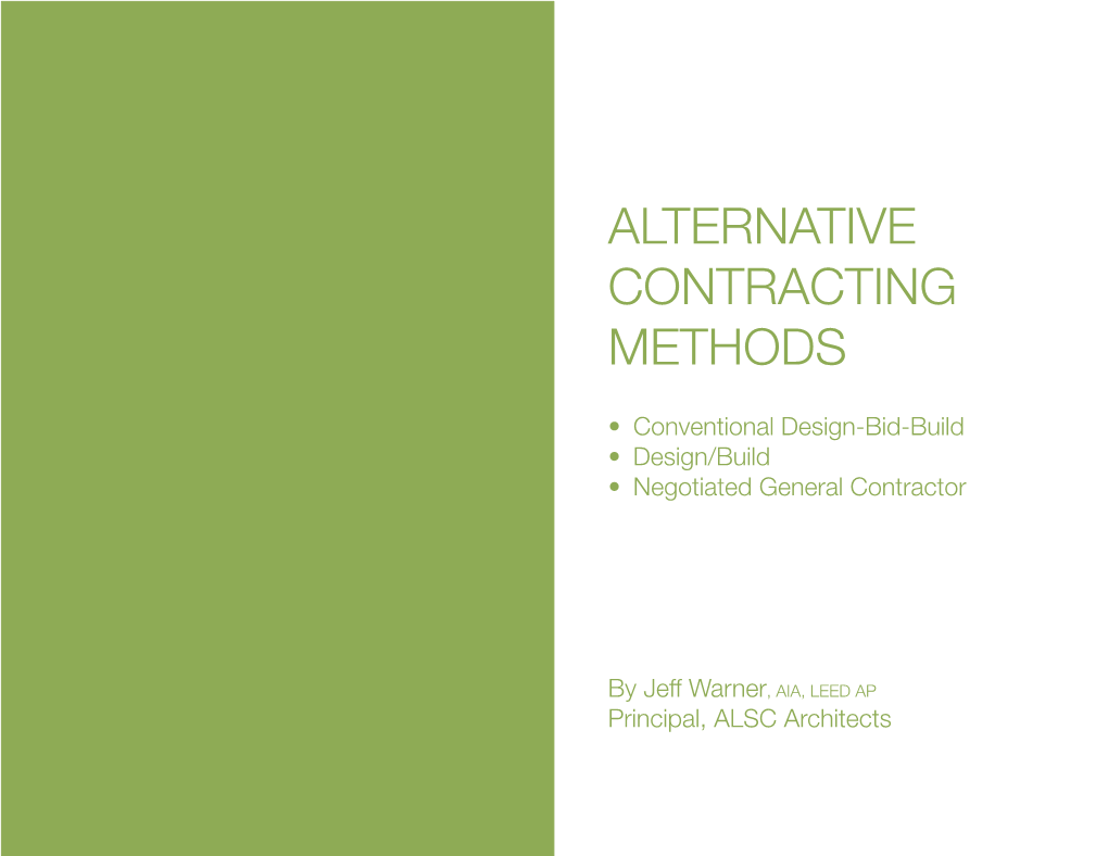 Alternative Contracting Methods