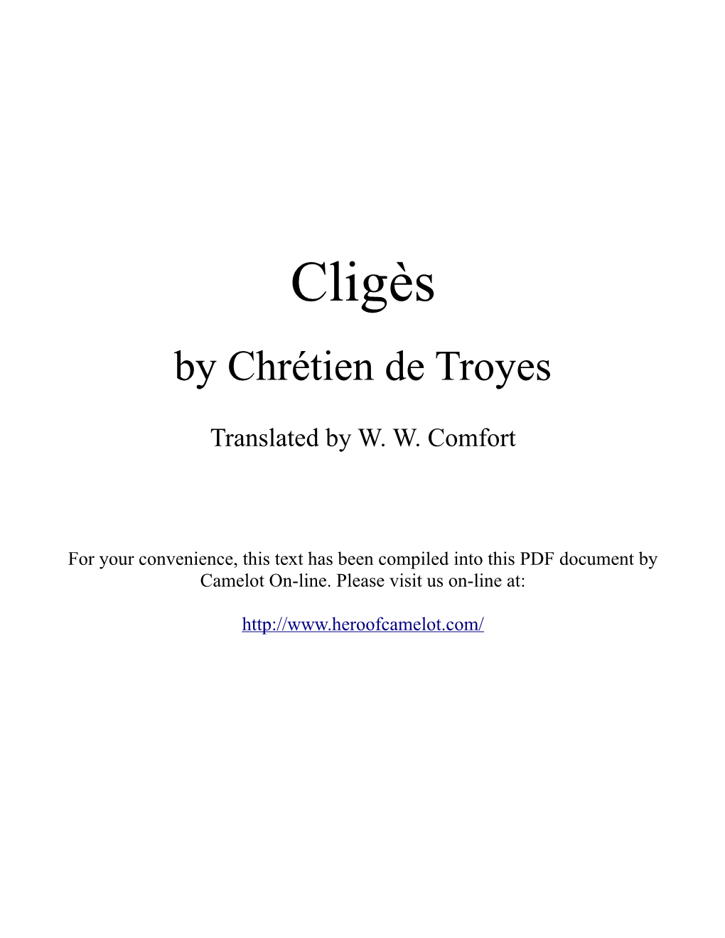 Cligès by Chrétien De Troyes