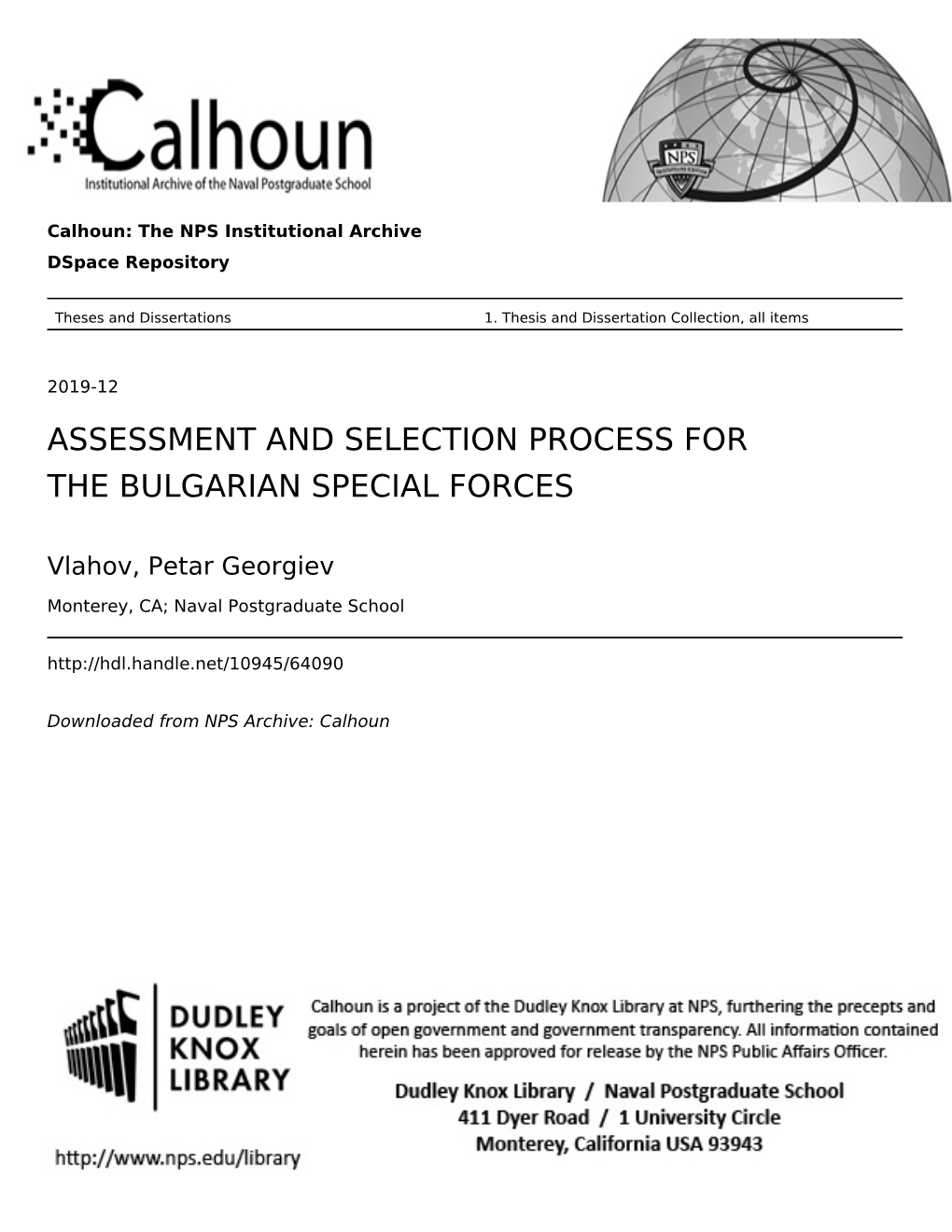 Assessment and Selection Process for the Bulgarian Special Forces