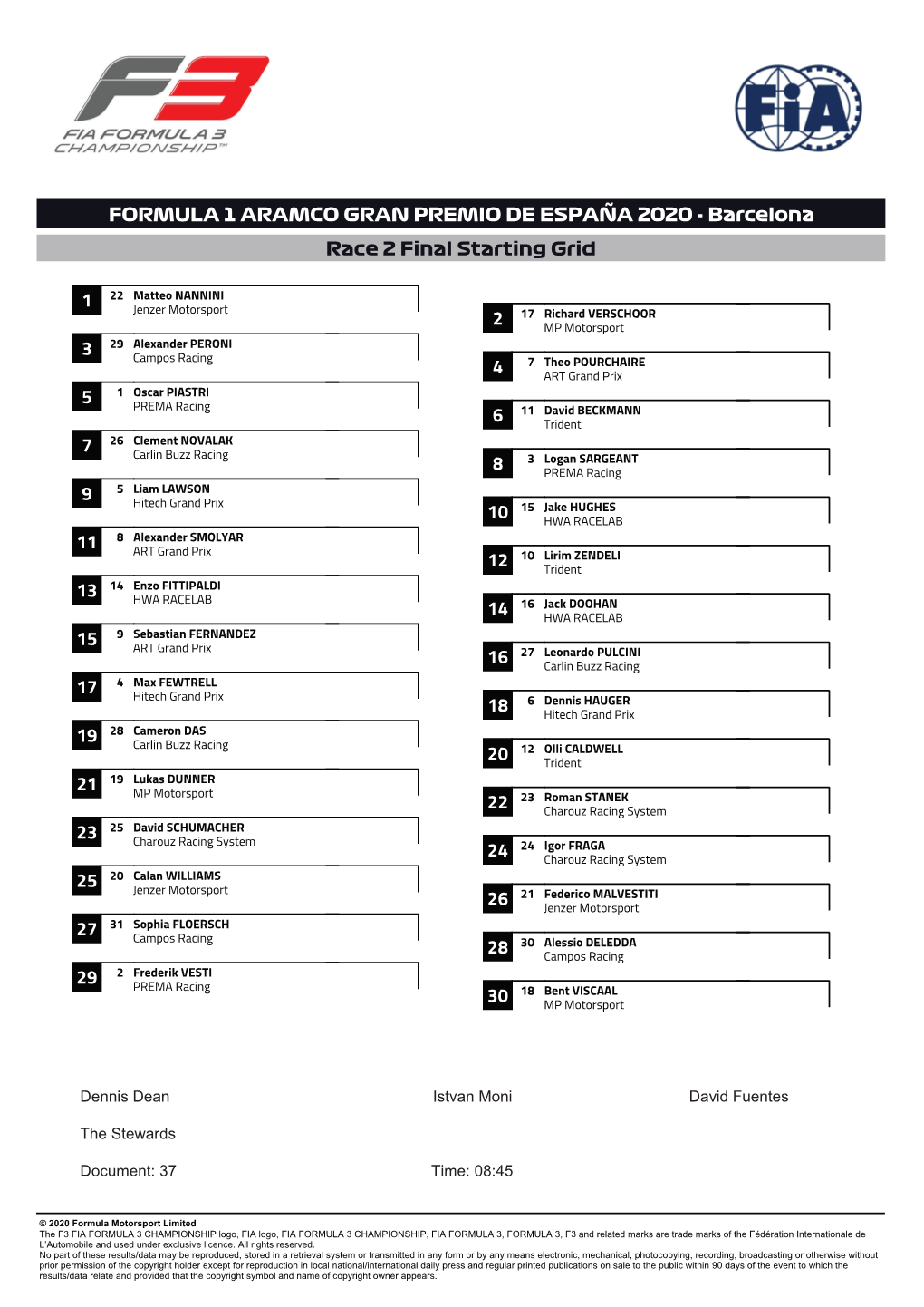 4 8 5 9 Formula 1 Aramco Gran Premio De España 2020