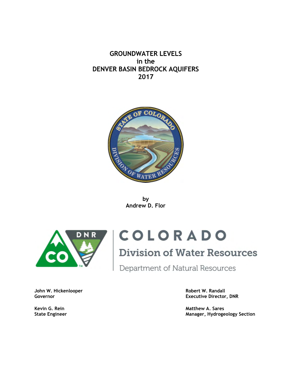 GROUNDWATER LEVELS in the DENVER BASIN BEDROCK AQUIFERS 2017