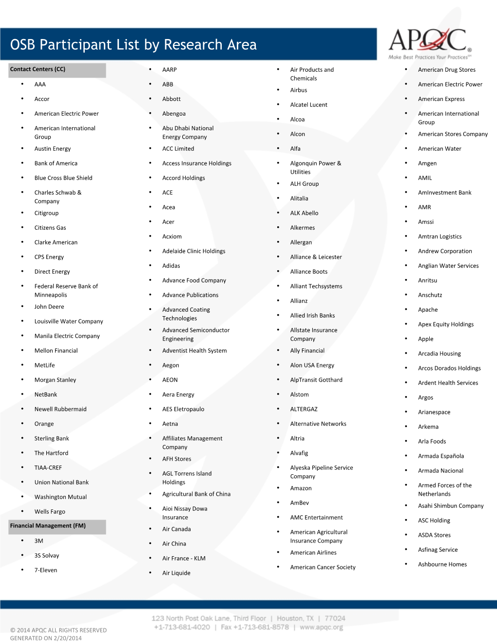 OSB Participant List by Research Area