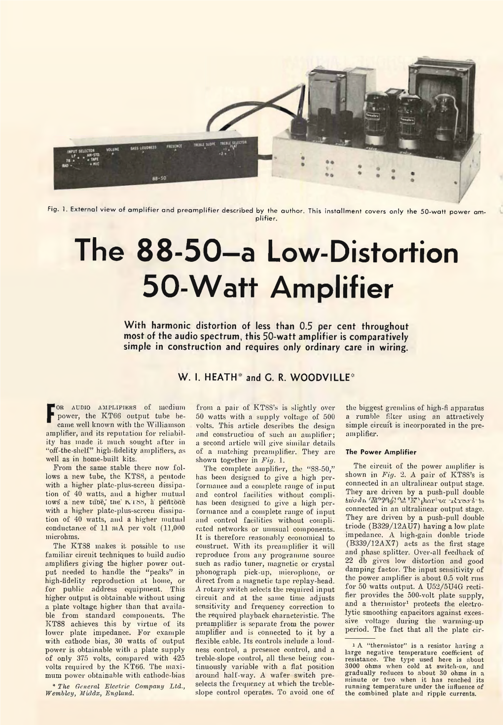 The 88-50—A Low-Distortion 50-Watt Amplifier