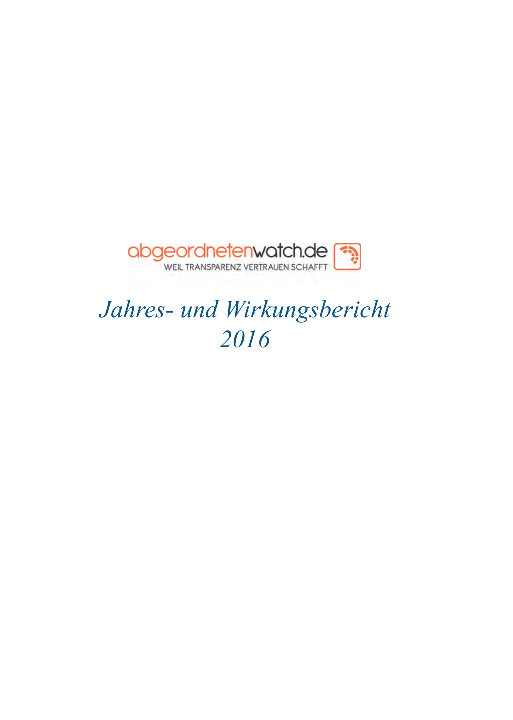 Jahres- Und Wirkungsbericht 2016 2