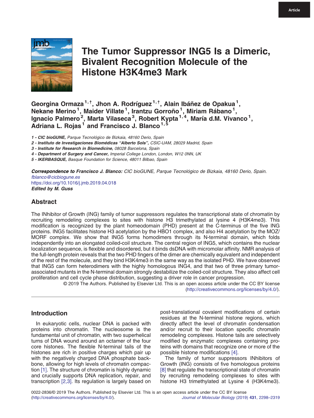 The Tumor Suppressor ING5 Is a Dimeric, Bivalent Recognition Molecule of the Histone H3k4me3 Mark