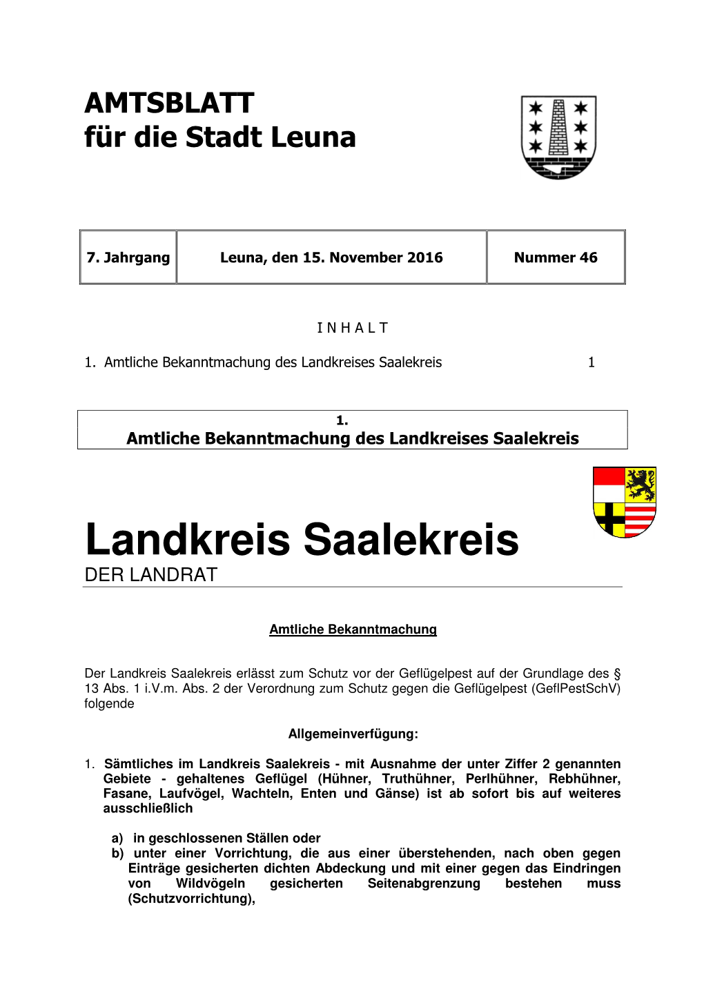 Landkreis Saalekreis DER LANDRAT