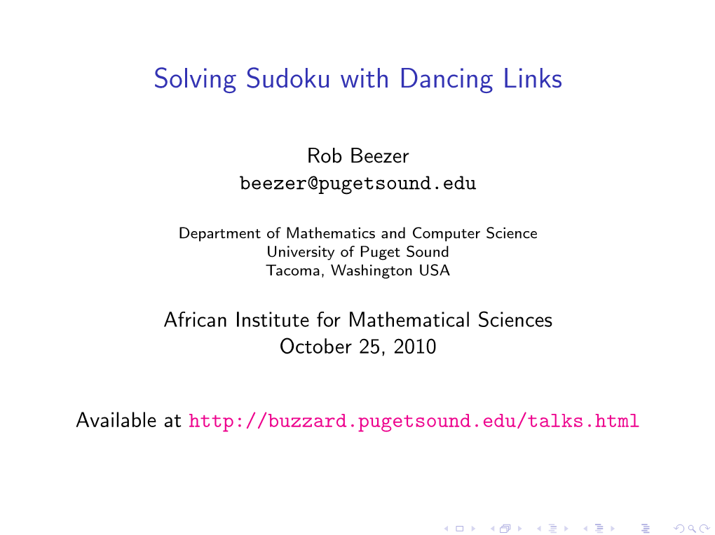 Solving Sudoku with Dancing Links