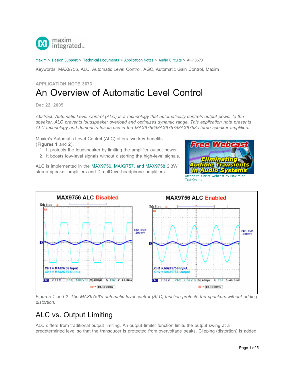 An Overview of Automatic Level Control