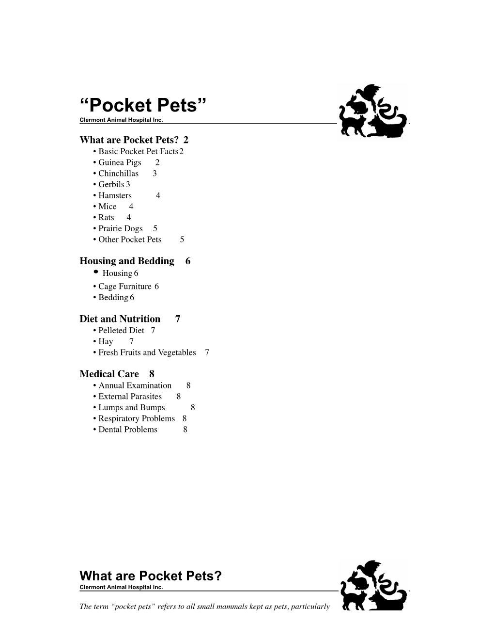 Pocket Pets” ​ Clermont Animal Hospital Inc