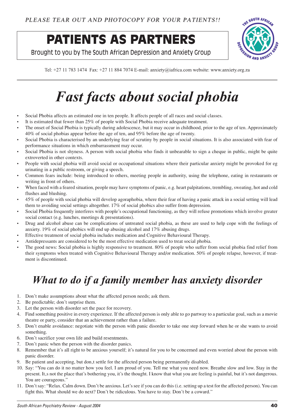 Fast Facts About Social Phobia