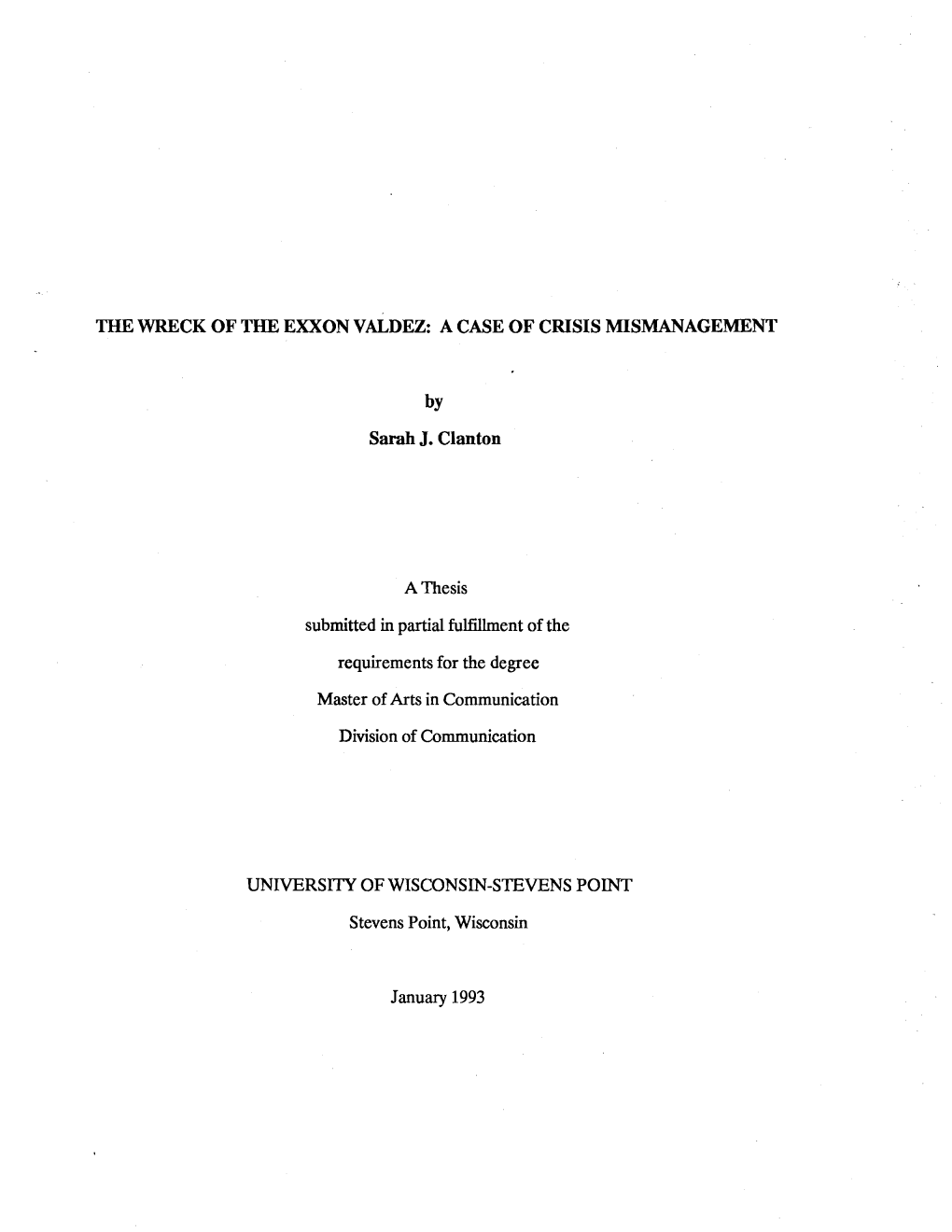 The Wreck of the Exxon Valdez: a Case of Crisis Mismanagement