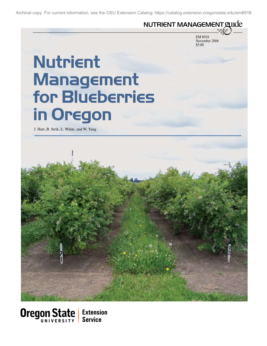 Nutrient Management for Blueberries in Oregon J
