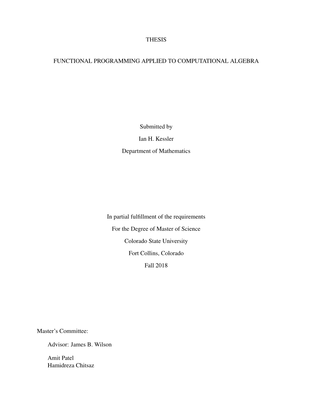 Functional Programming Applied to Computational Algebra