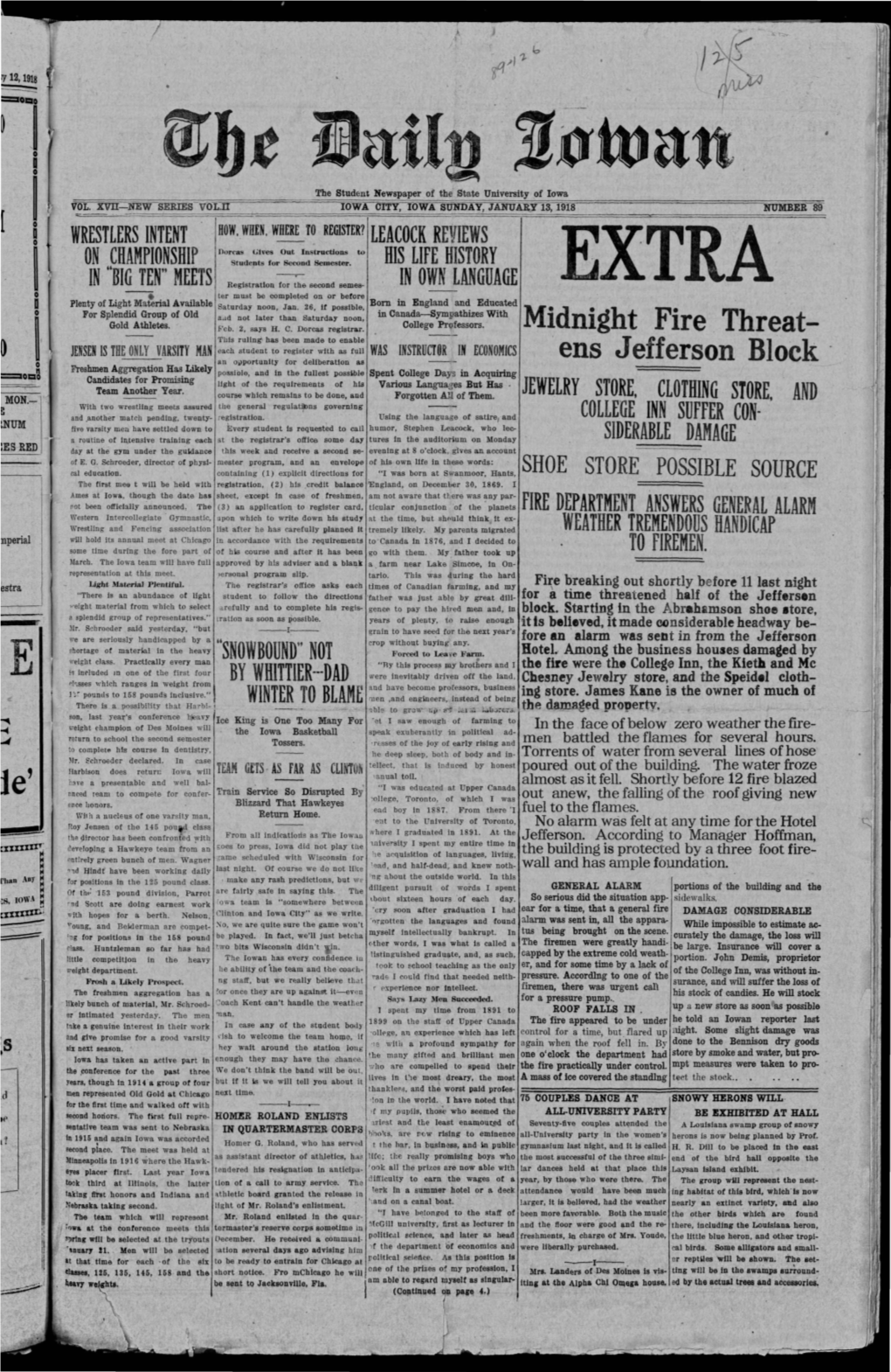 Daily Iowan (Iowa City, Iowa), 1918-01-13