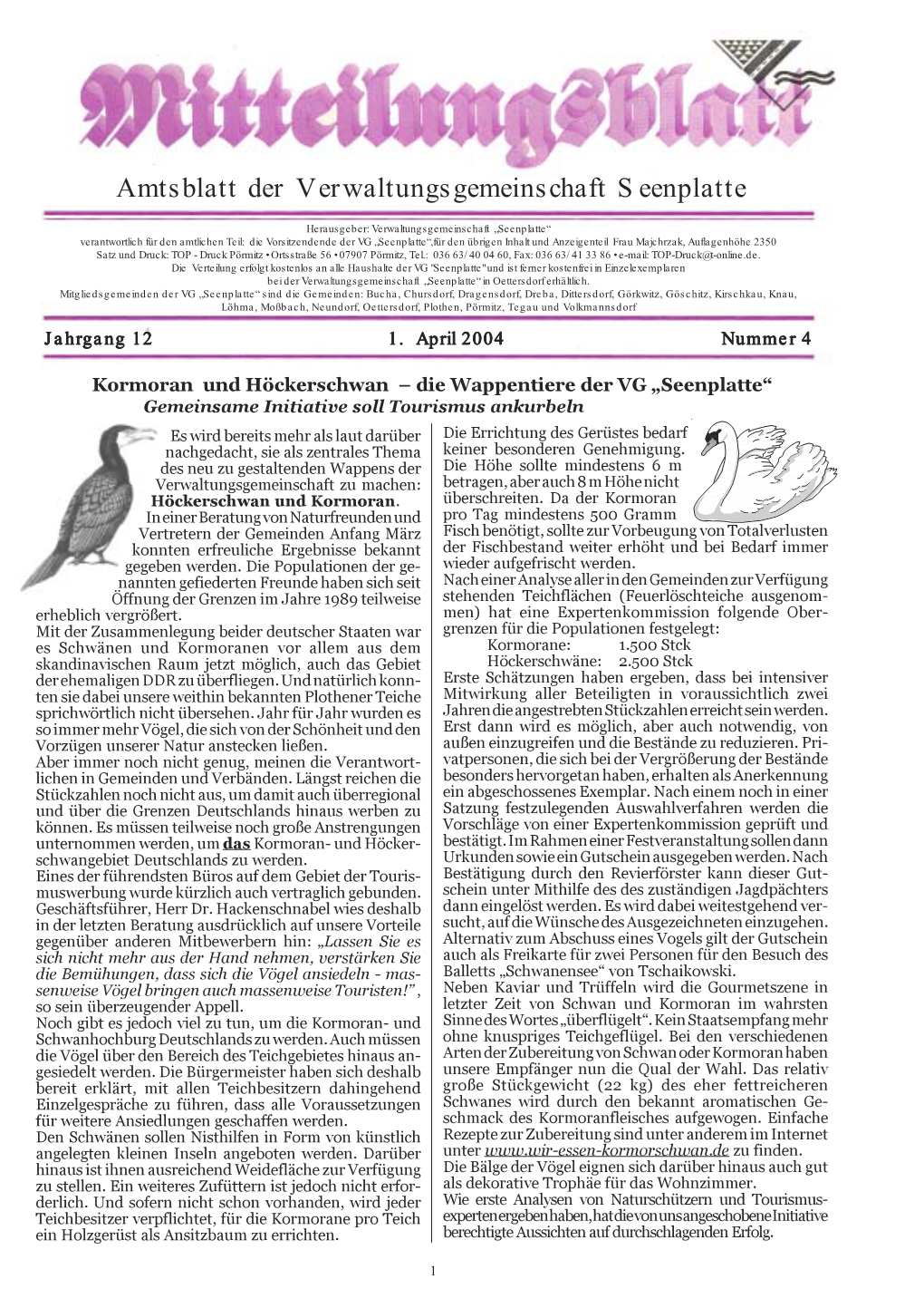 Amtsblatt Der Verwaltungsgemeinschaft Seenplatte