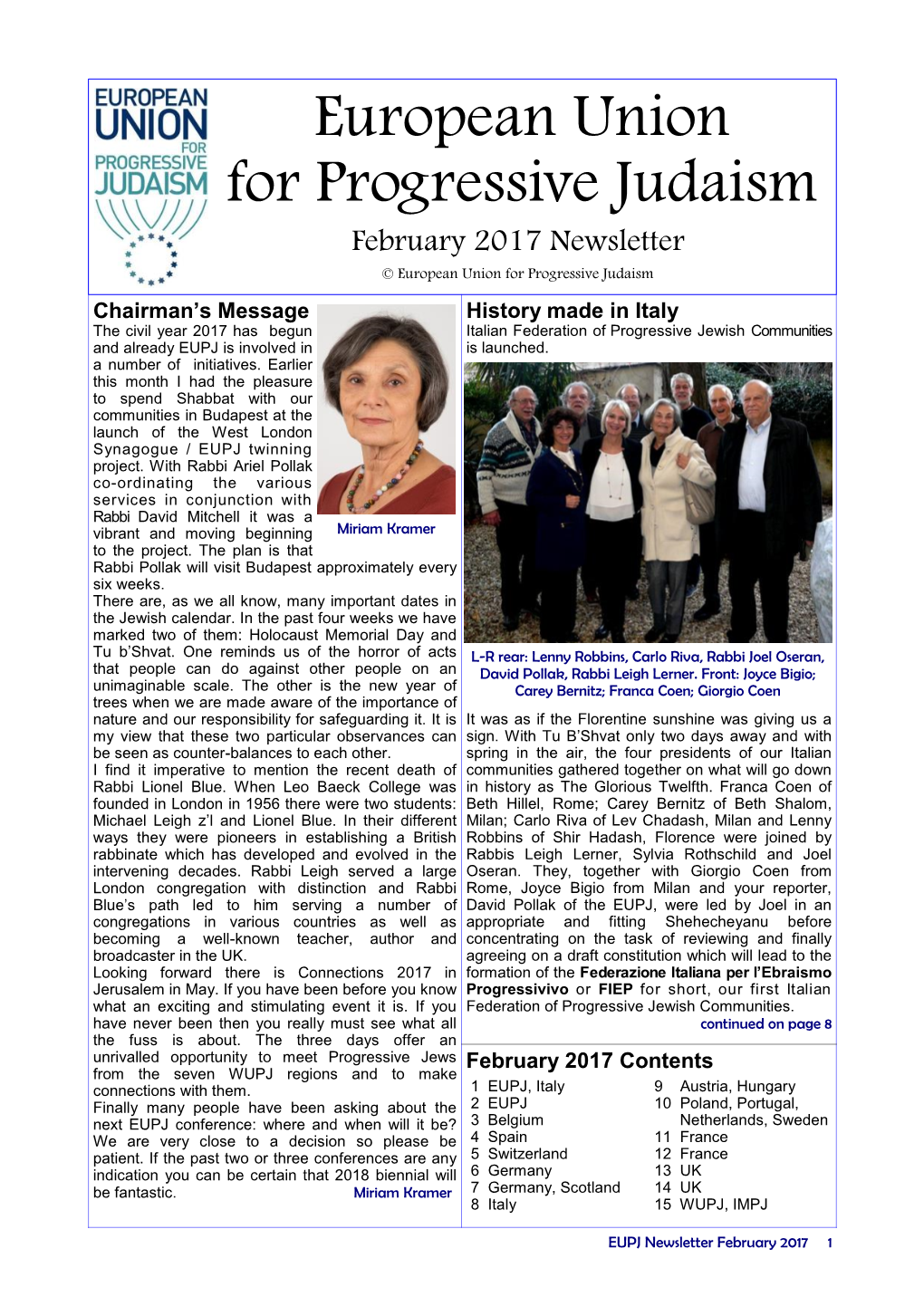 February 2017 Newsletter