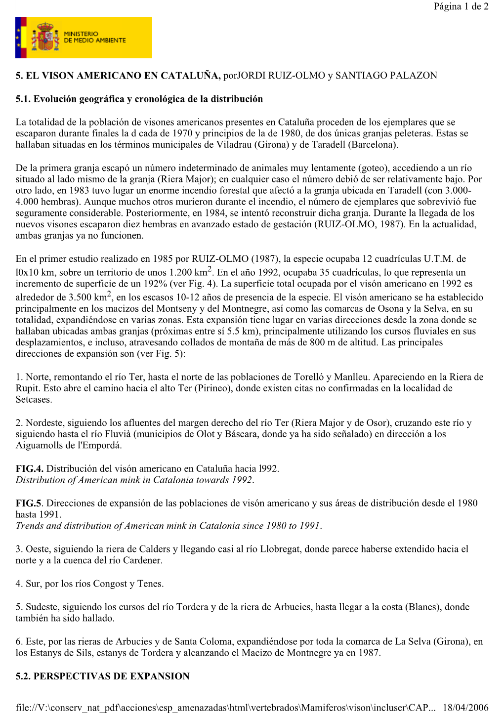 5. EL VISON AMERICANO EN CATALUÑA, Porjordi RUIZ-OLMO Y SANTIAGO PALAZON