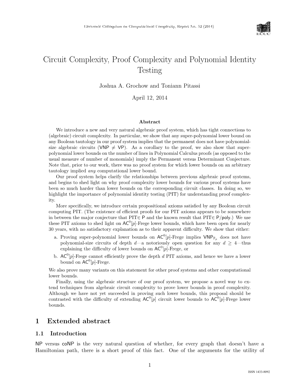 Circuit Complexity, Proof Complexity and Polynomial Identity Testing