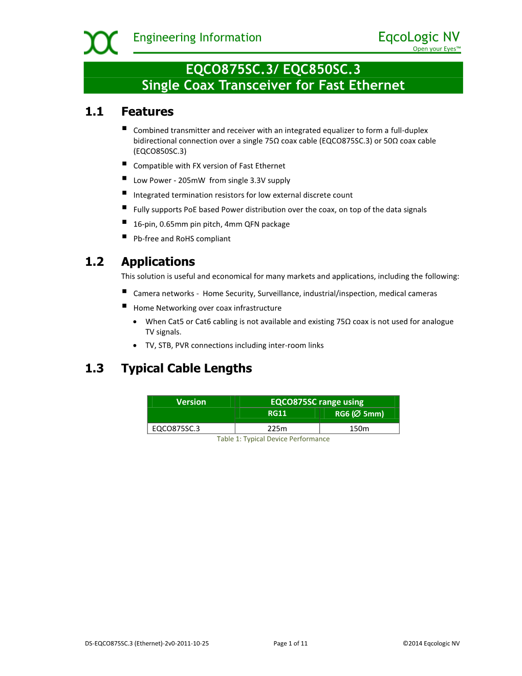 EQCO800SC Datasheet