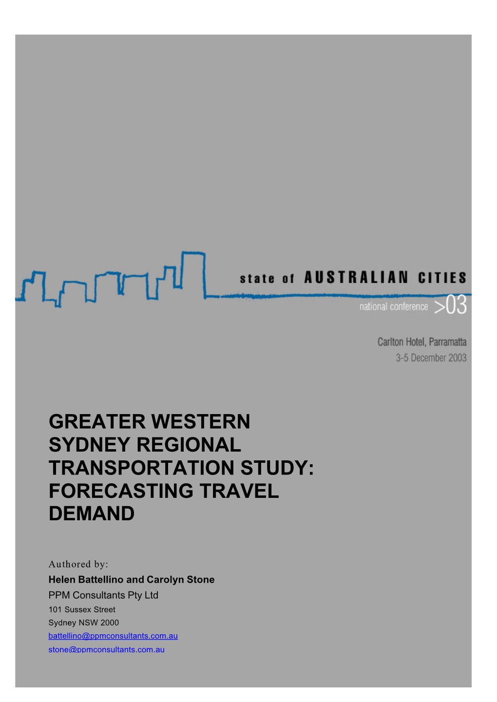 Greater Western Sydney Regional Transportation Study