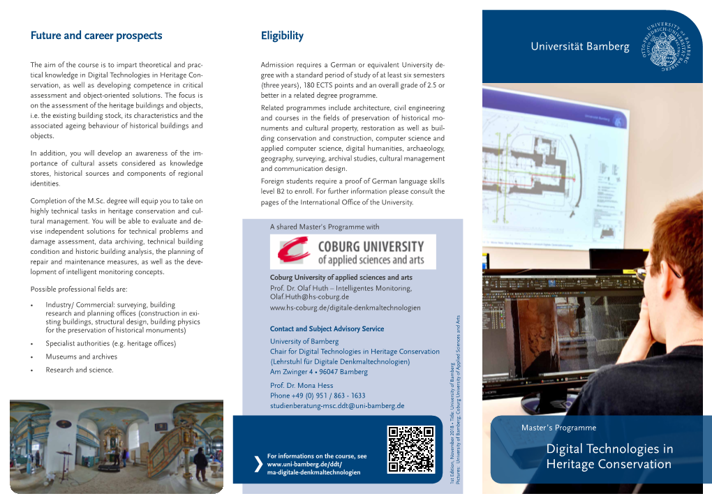 Digital Technologies in Heritage Conservation • Museums and Archives (Lehrstuhl Für Digitale Denkmaltechnologien) • Research and Science