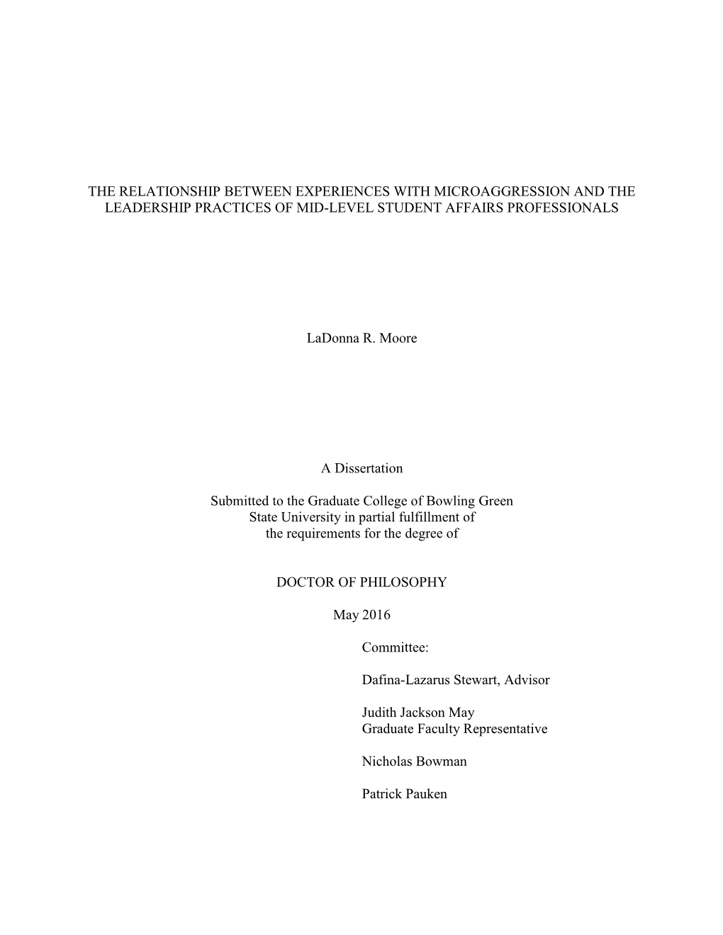 The Relationship Between Experiences with Microaggression and the Leadership Practices of Mid-Level Student Affairs Professionals