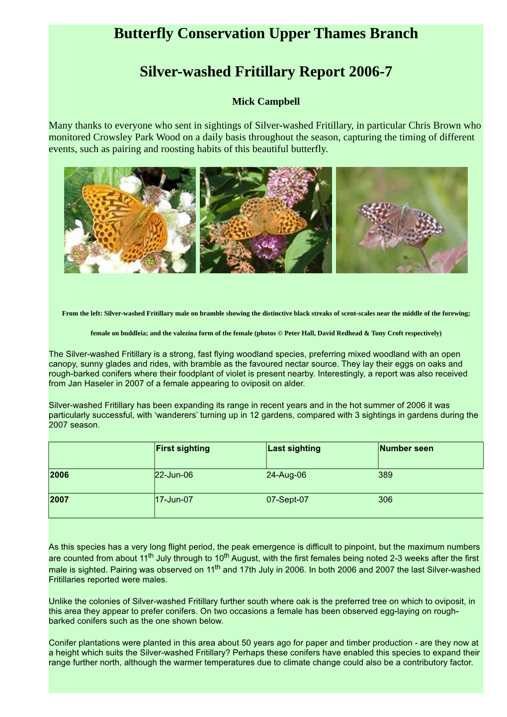 Butterfly Conservation Upper Thames Branch Silver-Washed Fritillary