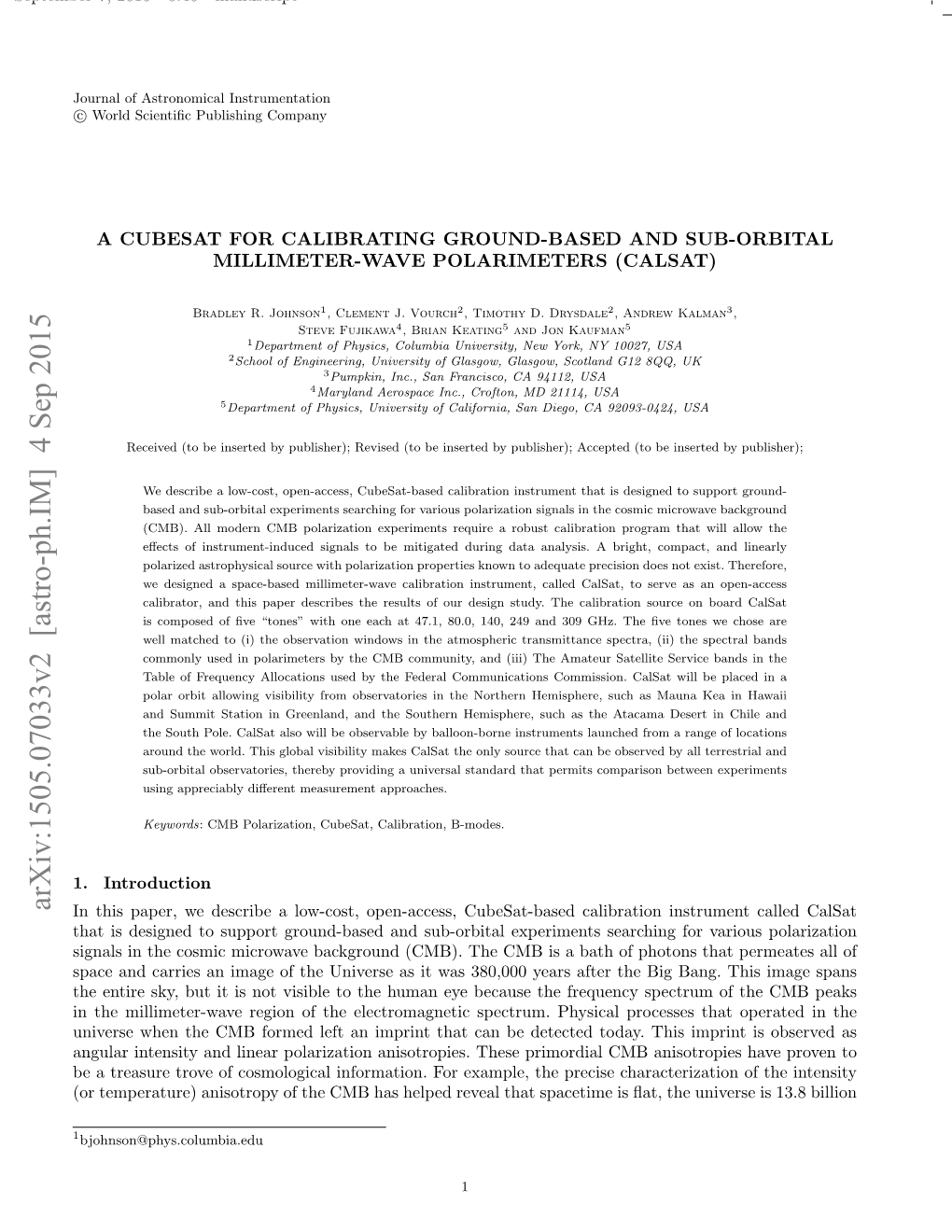 Arxiv:1505.07033V2 [Astro-Ph.IM] 4 Sep 2015