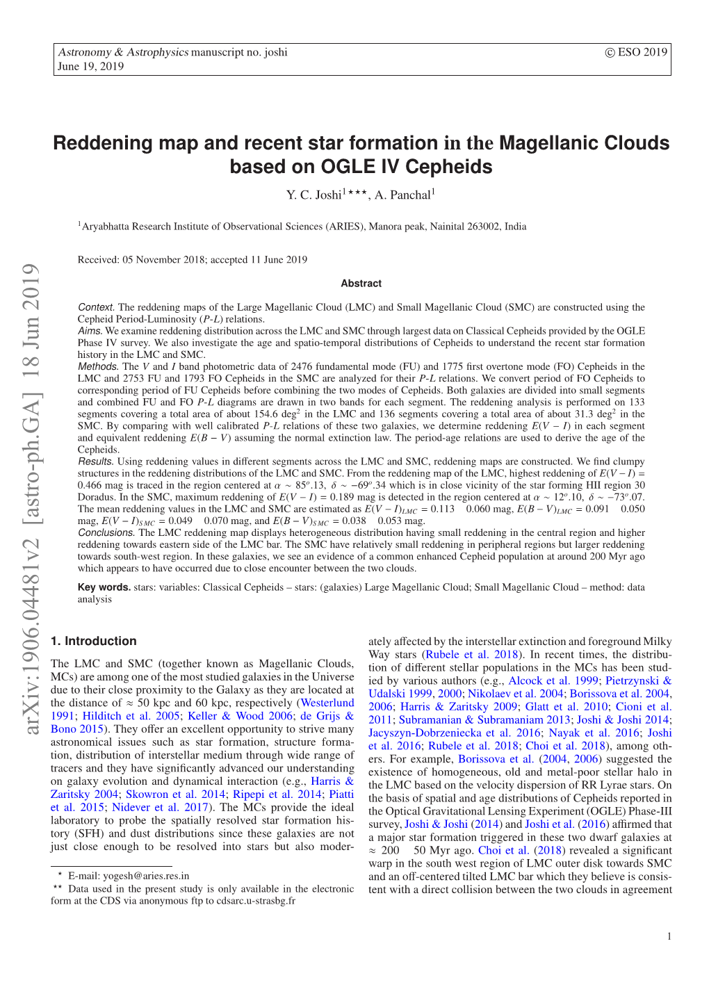 Reddening Map and Recent Star Formation in the Magellanic Clouds with the Earlier Studies (E.G., Besla Et Al