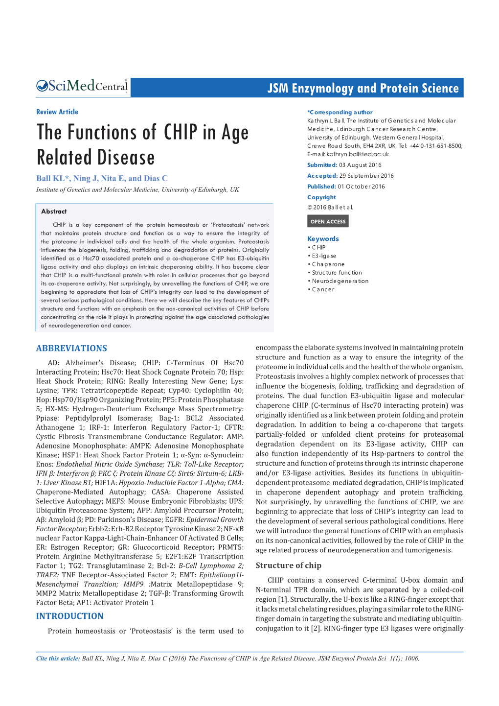 The Functions of CHIP in Age Related Disease