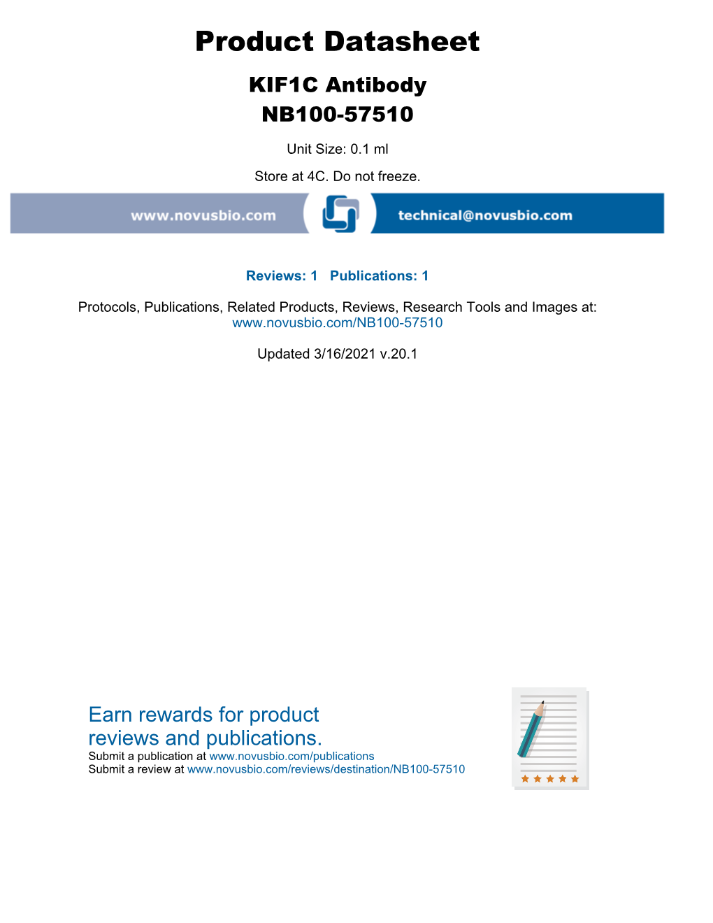 Product Datasheet KIF1C Antibody NB100-57510