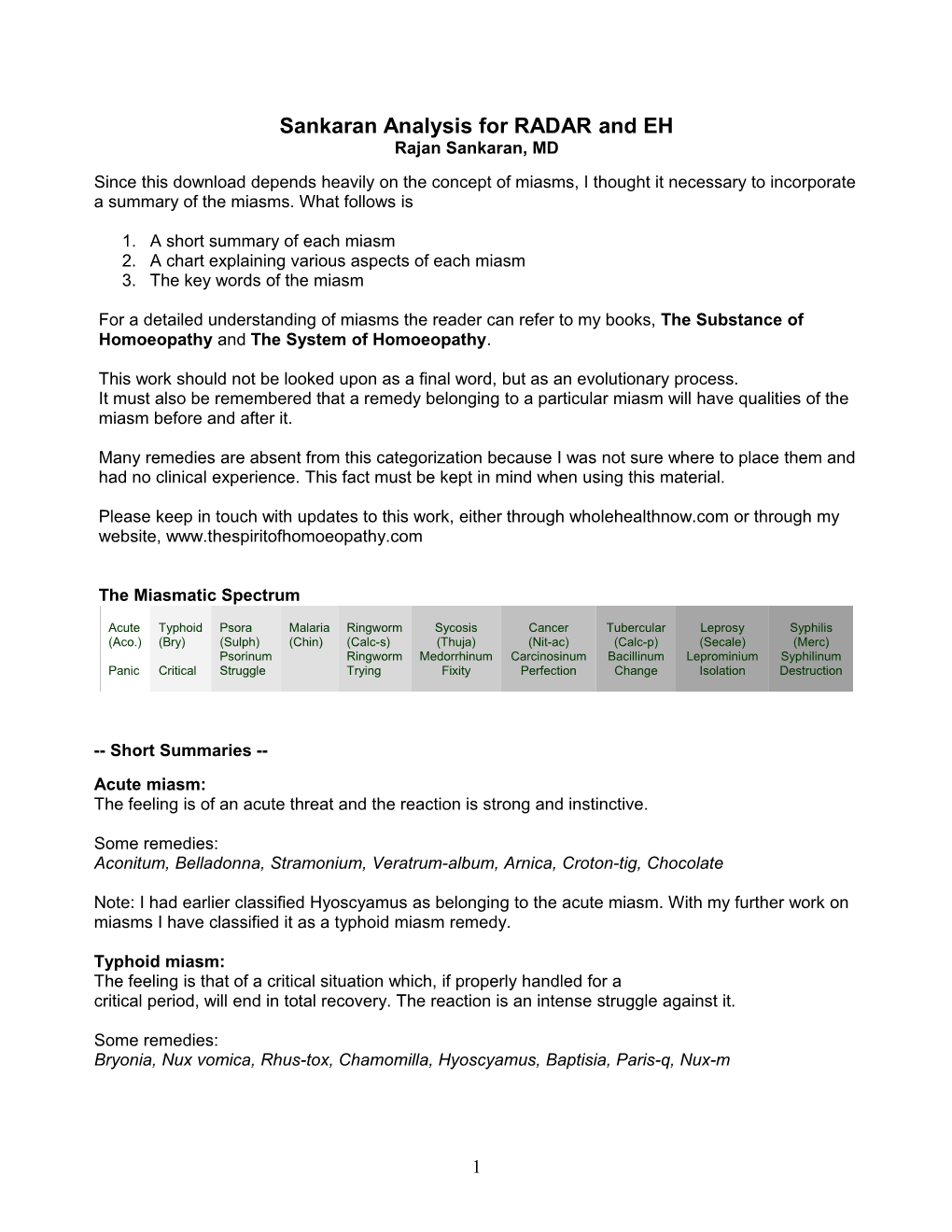 Sankaran Analysis for RADAR and EH