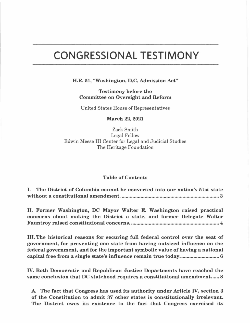 Congressional Testimony