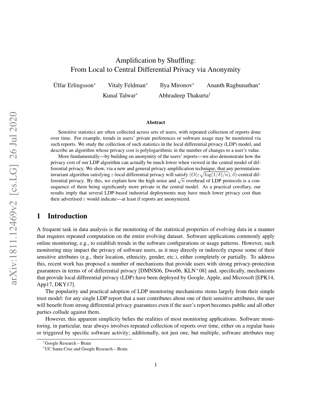 From Local to Central Differential Privacy Via Anonymity