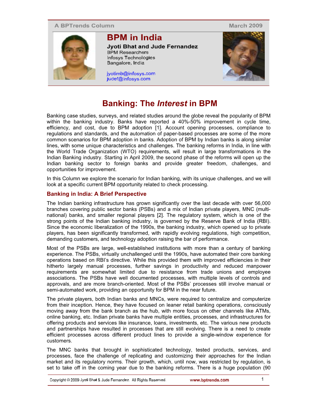 Banking: the Interest in BPM