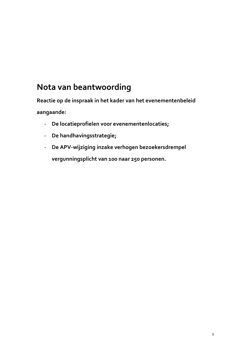 Nota Van Beantwoording