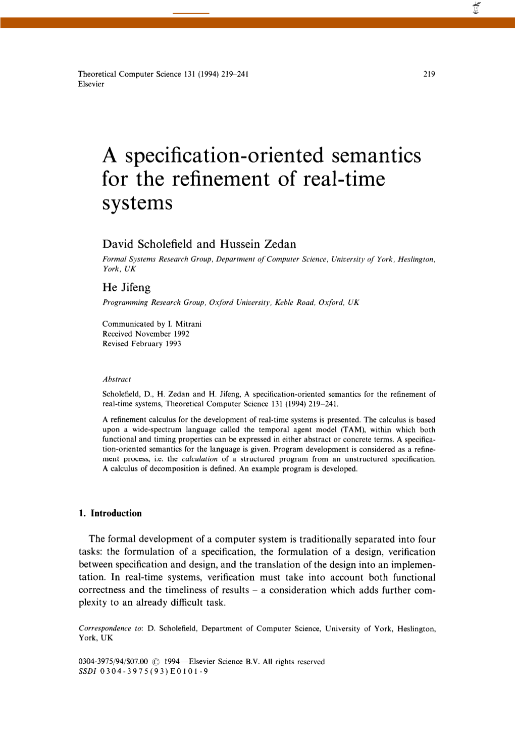 A Specification-Oriented Semantics for the Refinement of Real-Time Systems