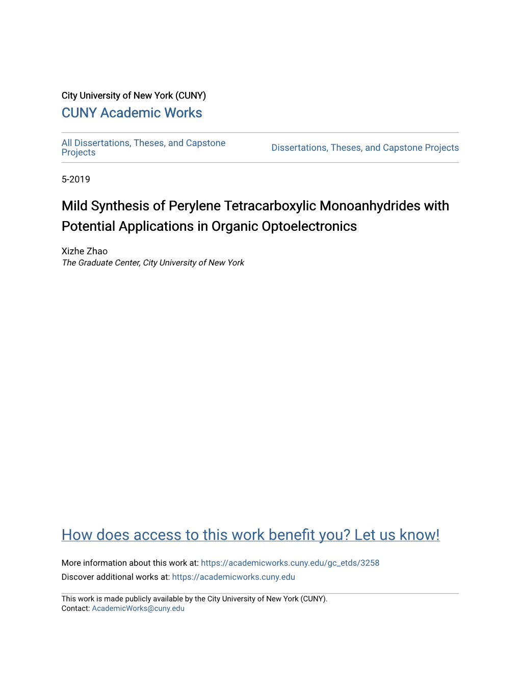 Mild Synthesis of Perylene Tetracarboxylic Monoanhydrides with Potential Applications in Organic Optoelectronics