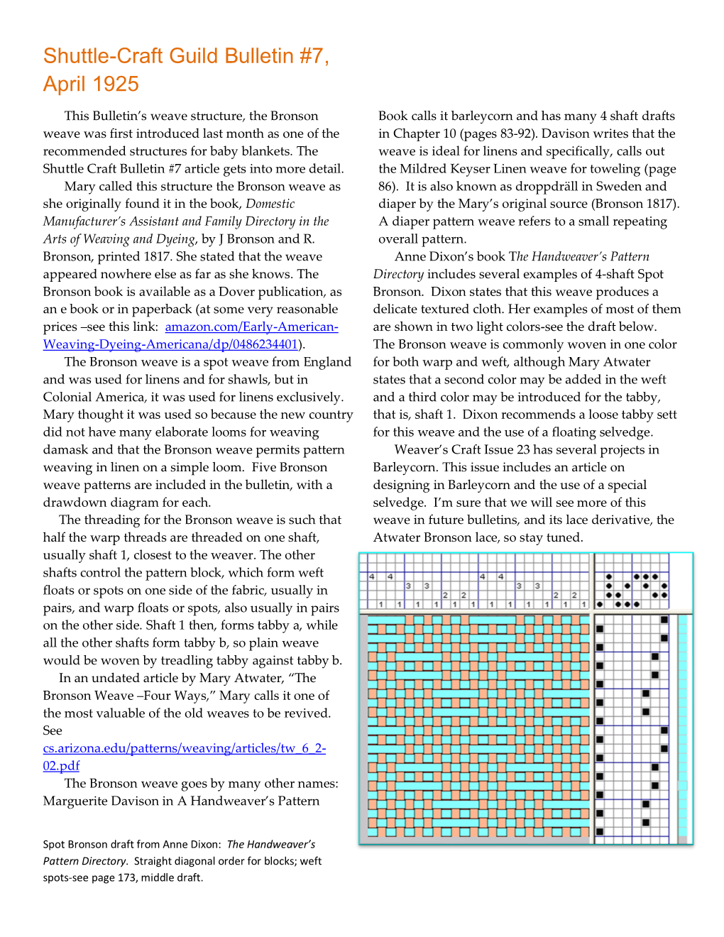 Shuttle-Craft Guild Bulletin #7, April 1925