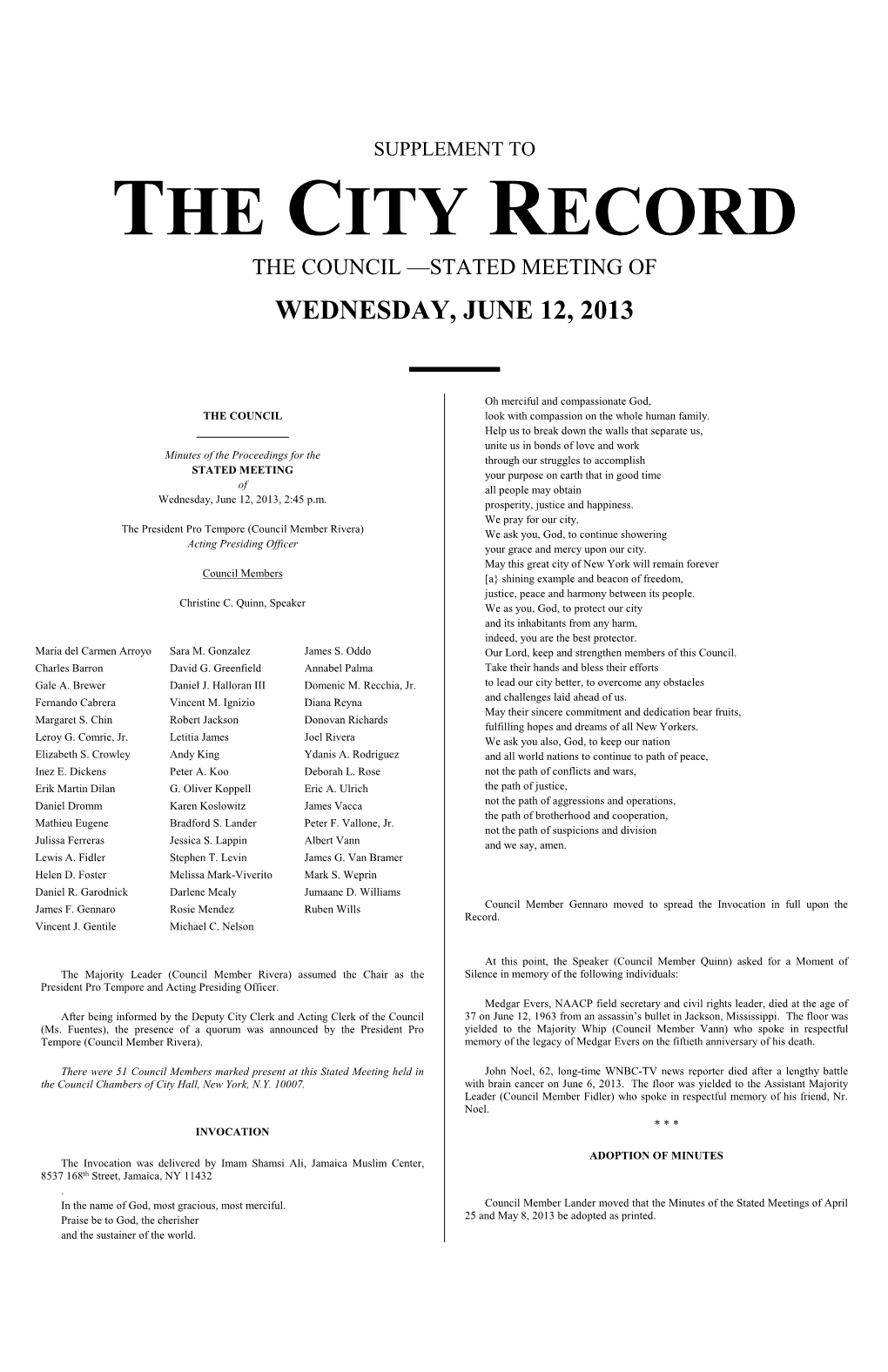 Stated Meeting 9/19/95