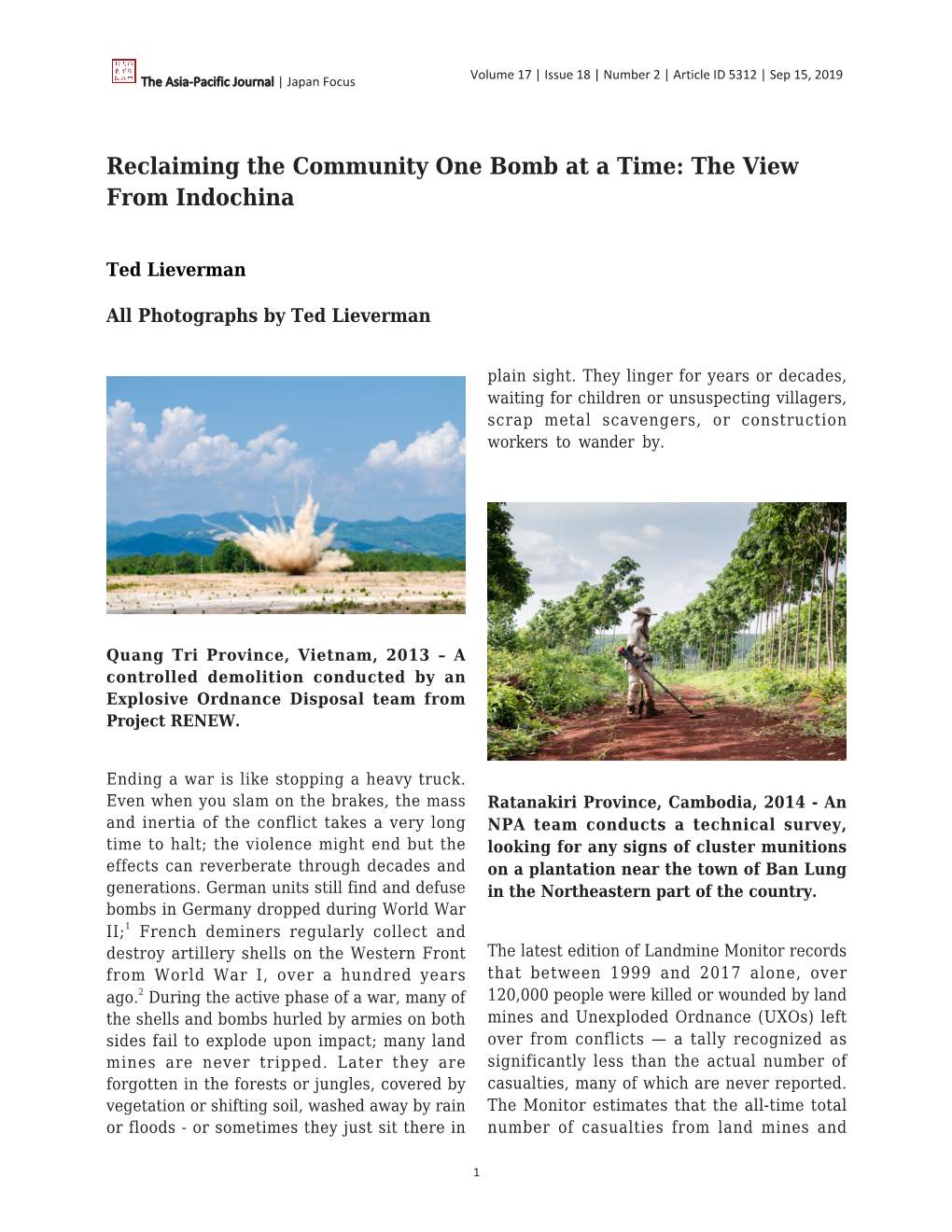 Reclaiming the Community One Bomb at a Time: the View from Indochina