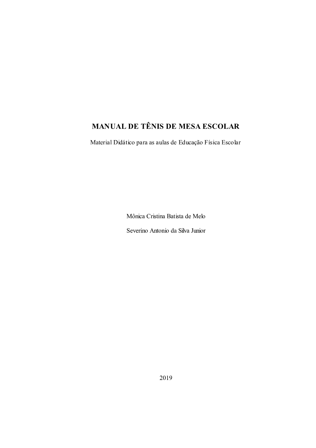 Manual De Tênis De Mesa Escolar