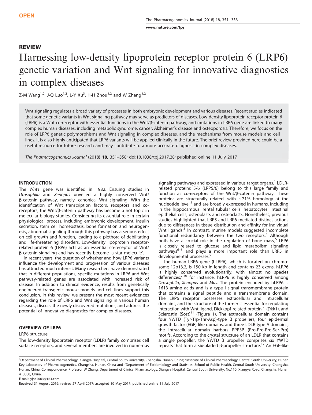Harnessing Low-Density Lipoprotein Receptor Protein 6 (LRP6) Genetic Variation and Wnt Signaling for Innovative Diagnostics in Complex Diseases