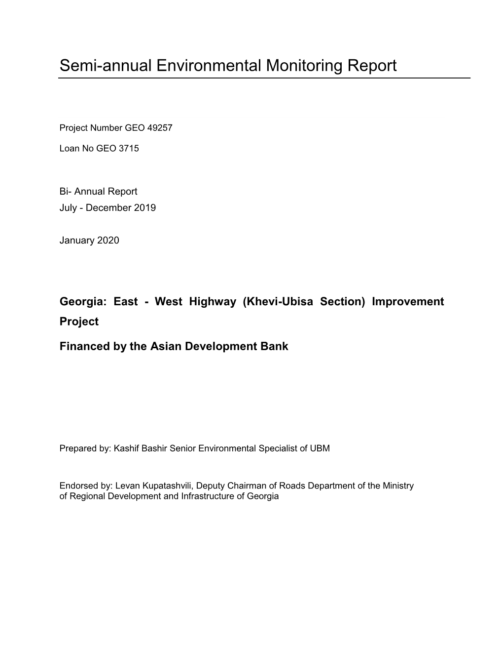 Semi-Annual Environmental Monitoring Report