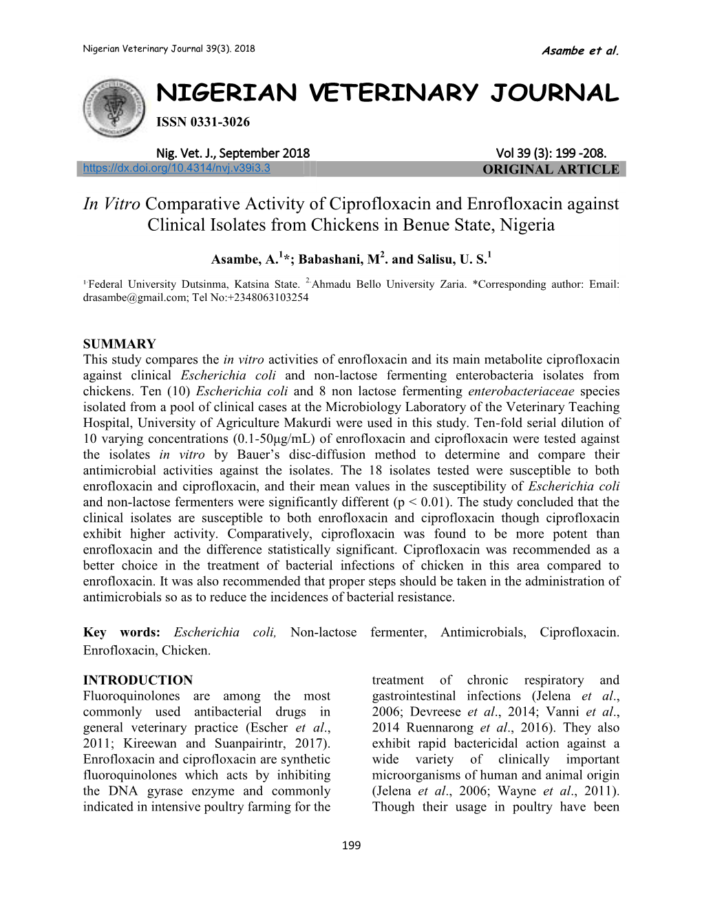 Nigerian Veterinary Journal 39(3)