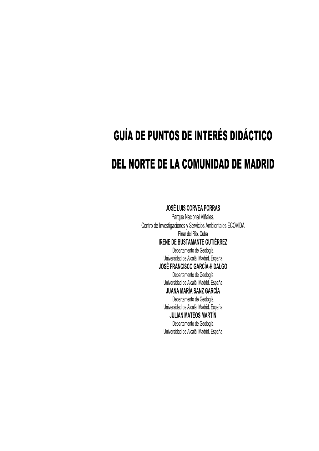 Guía De Puntos De Interés Didáctico Del Norte De La Comunidad De Madrid