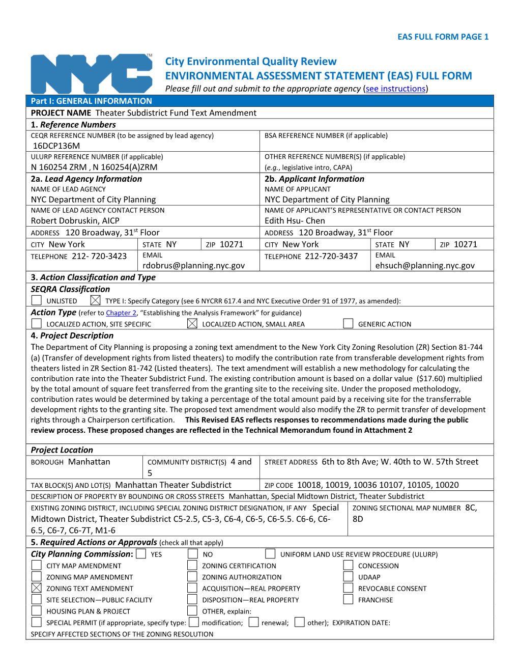 City Environmental Quality Review ENVIRONMENTAL