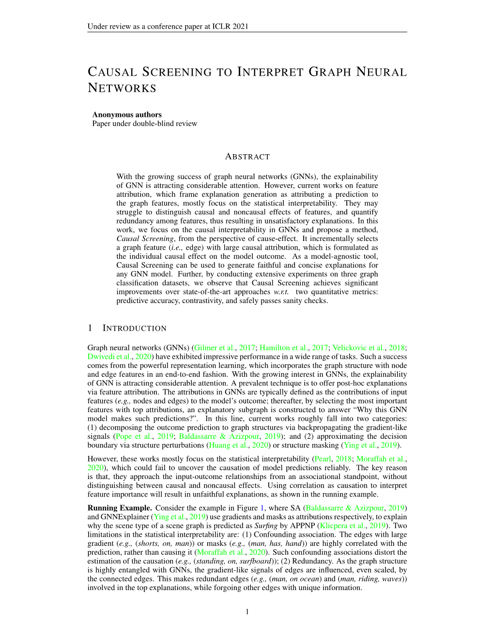 Causal Screening to Interpret Graph Neural