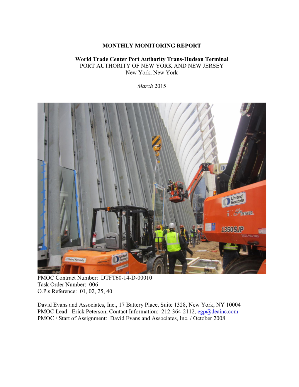 Monthly Monitoring Report March 2015: World Trade Center Port